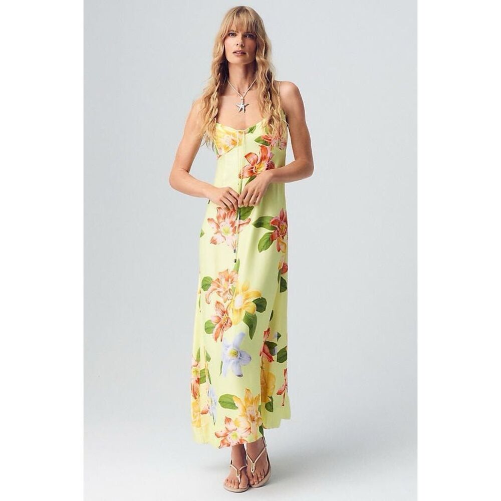Anthropologie Floral Midi Dress - Yellow and Multicolor